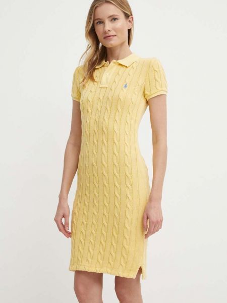 Bombažna obleka Polo Ralph Lauren rumena