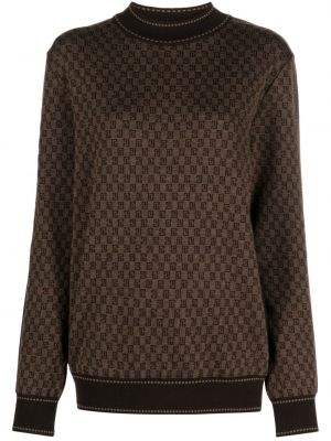 Жакардов пуловер от мерино вълна Balmain кафяво