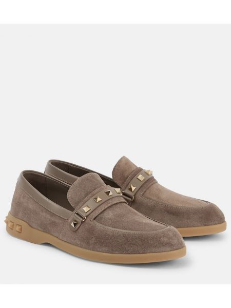 Ruskind loafers Valentino Garavani grå