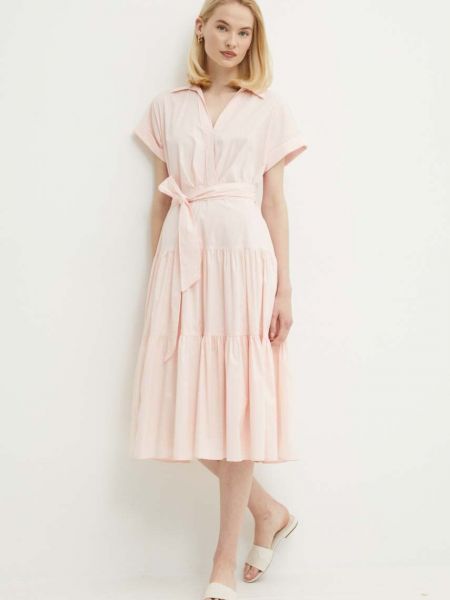 Sukienka midi Lauren Ralph Lauren różowa