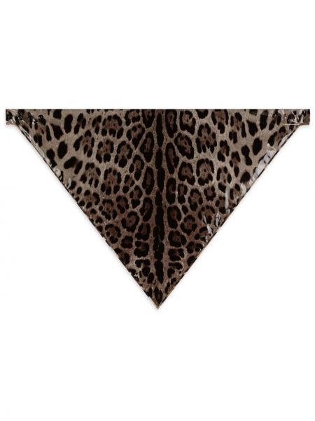Svilen šal s potiskom z leopardjim vzorcem Dolce & Gabbana rjava
