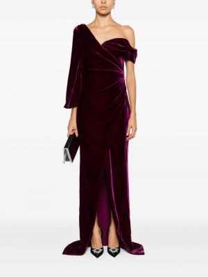 Drapiruotas suknele kokteiline velvetinis Costarellos violetinė