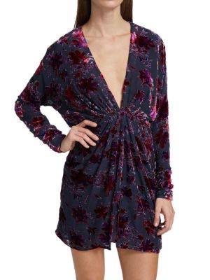 Платье мини в цветочек с принтом Rag & Bone фиолетовое