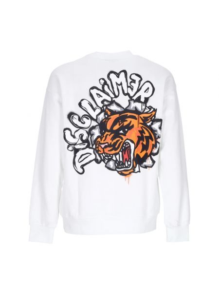 Sweatshirt mit rundhalsausschnitt mit tiger streifen Disclaimer weiß