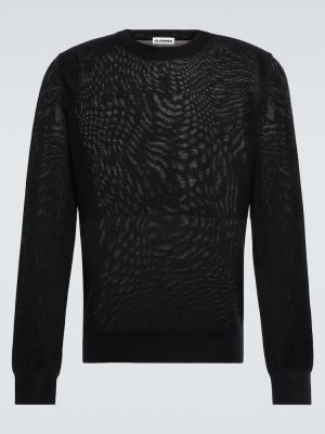Maglione di lana in lana merino con scollo tondo Jil Sander nero