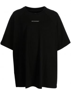 Vienkrāsains kokvilnas t-krekls ar apdruku Monochrome melns