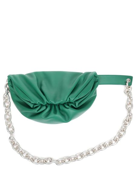 Кожаная поясная сумка Bottega Veneta зеленая