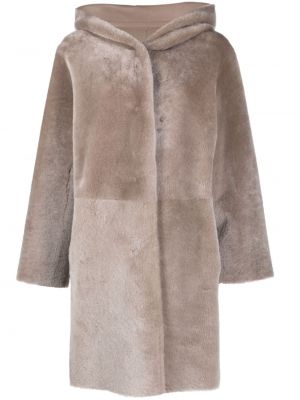 Oboustranný kabát s kapucí Manzoni 24 šedý