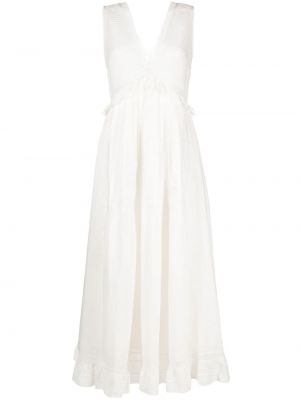 Bavlněné midi šaty bez rukávů s výstřihem do v See By Chloe - bílá