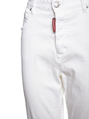 Bavlněné zvonové džíny s vysokým pasem Dsquared2 bílé