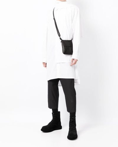 Leder umhängetasche mit stickerei Discord Yohji Yamamoto schwarz