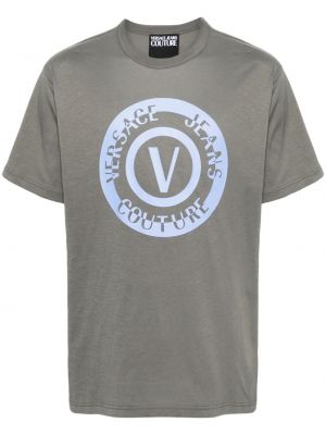 Bavlnené tričko s potlačou Versace Jeans Couture sivá