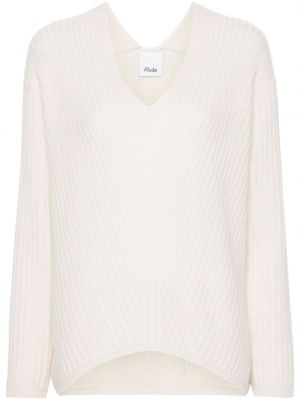 Пуловер с v-образно деколте Allude бяло