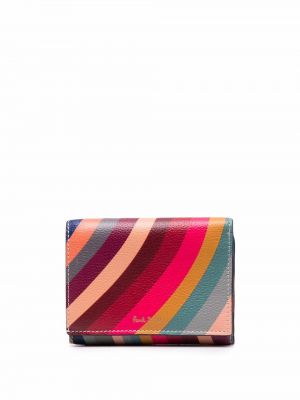 Pruhovaná kožená peněženka Paul Smith růžová