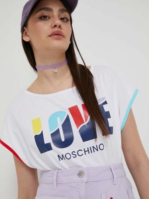Bombažna majica Love Moschino bela