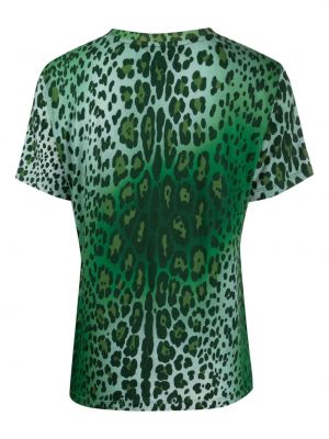T-shirt en coton à imprimé à imprimé léopard Cynthia Rowley vert