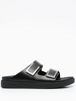 Kožené sandále s prackou Calvin Klein čierna
