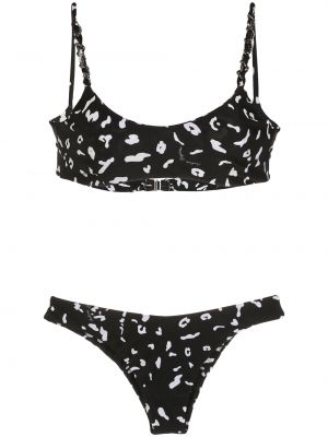 Bikini à imprimé à motifs abstraits Andrea Bogosian noir