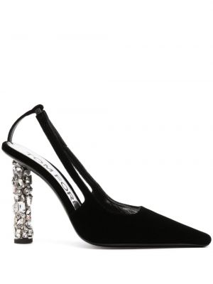 Pantofi cu toc slingback de cristal Tom Ford negru