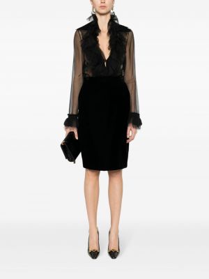 Sametové pouzdrová sukně Saint Laurent černé