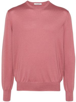 Sweter wełniany z okrągłym dekoltem Fileria różowy