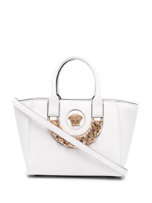 Borsa shopper di pelle Versace bianco