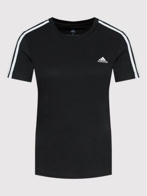 Pruhované slim fit tričko Adidas Performance černé