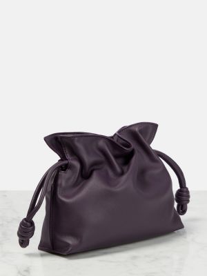 Usnjena pisemska torbica Loewe vijolična