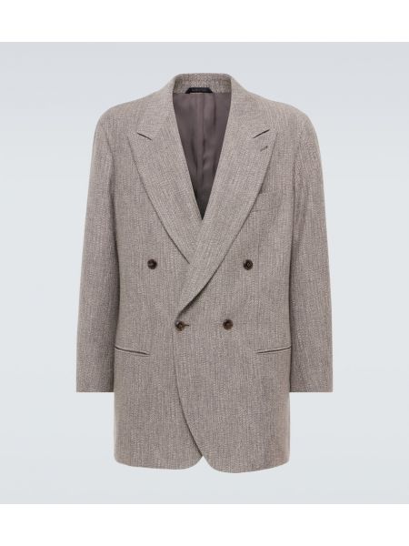 Jacquard dobbeltspent blazer Giorgio Armani grå