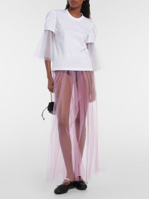 Relaxed fit skaidrios kelnės iš tiulio Noir Kei Ninomiya rožinė