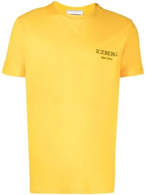Памучна тениска бродирана Iceberg жълто