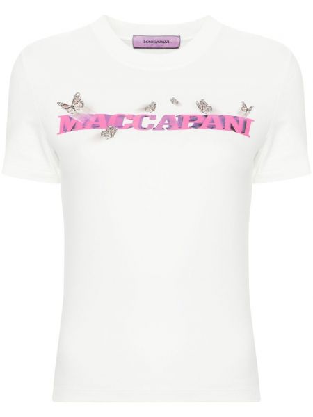 Βαμβακερή μπλούζα με σχέδιο Margherita Maccapani λευκό