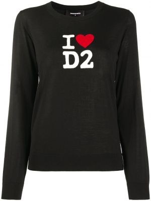 Volneni pulover Dsquared2 črna