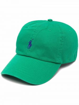 Кашмирена шапка с козирки бродирана бродирана Polo Ralph Lauren зелено