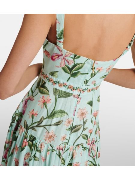Pamučna maksi haljina s cvjetnim printom Agua By Agua Bendita zelena