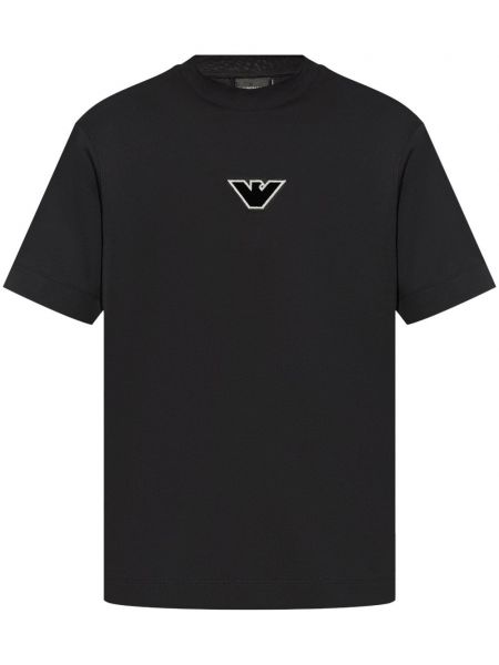 Brodeerattu t-paita Emporio Armani musta