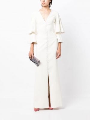 Sukienka długa z cekinami Saiid Kobeisy biała
