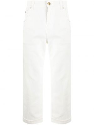 Haftowane spodnie bawełniane Etro białe