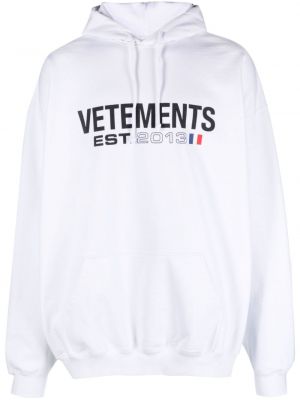 Pamučna hoodie s kapuljačom s printom Vetements bijela