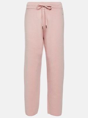 Spodnie sportowe wełniane z kaszmiru Moncler różowe