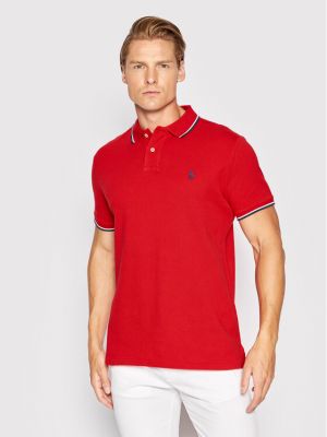 Поло тениска с копчета slim Polo Ralph Lauren червено