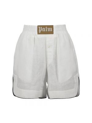 Lniane spodnie Palm Angels białe