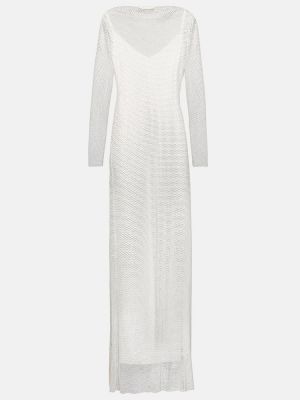 Sukienka długa z siateczką Max Mara biała