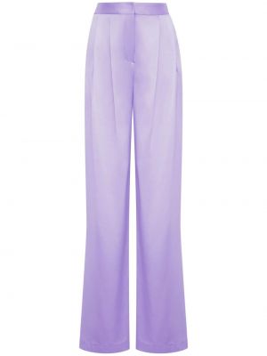 Plisované hedvábné rovné kalhoty Adam Lippes fialové