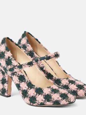 Pantofi cu toc în carouri din tweed Emilia Wickstead