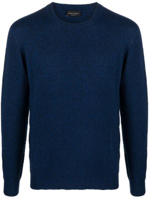 Пуловер с кръгло деколте Roberto Collina синьо
