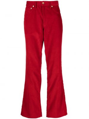 Pamut kordbársony egyenes szárú nadrág Kolor piros