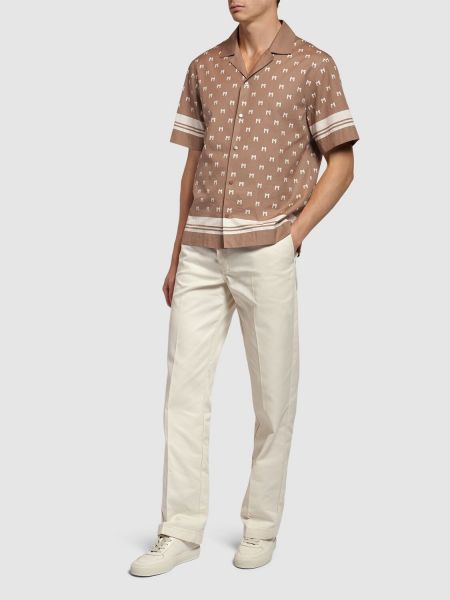 Camisa de algodón con estampado Moncler beige