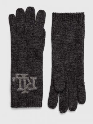 Szare rękawiczki z nadrukiem Lauren Ralph Lauren