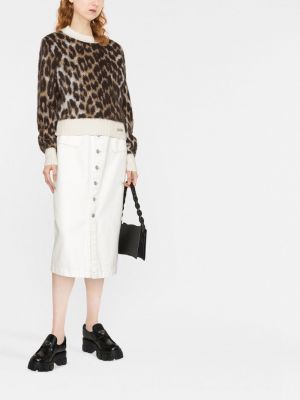 Pullover mit print mit leopardenmuster Ganni braun